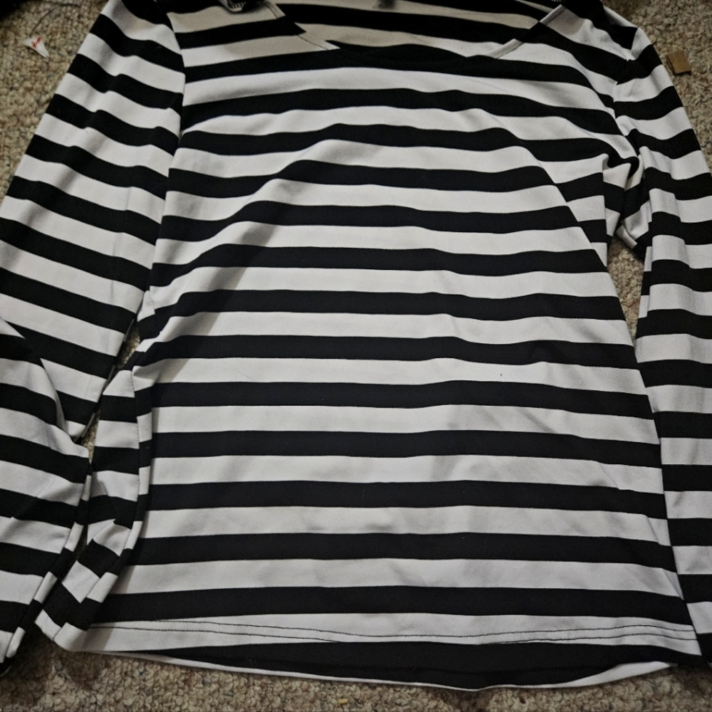 Black and White Striped Women's Top